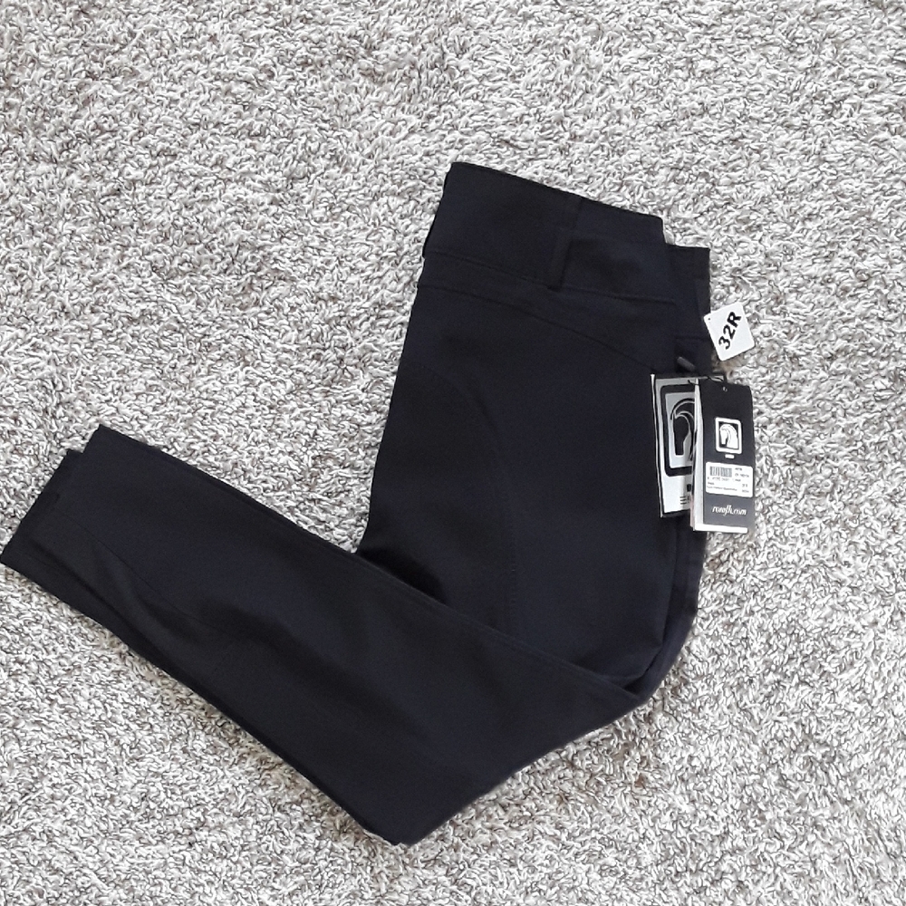 Romfh Champion 3 Button Full Seat Black Breeches 32 R